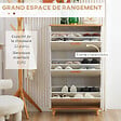 HOMCOM - Meuble à chaussures design scandinave 3 portes abattantes 3 étagères réglables bois pin panneaux blanc - vignette