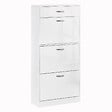 HOMCOM - Meuble à chaussures - 3 portes abattantes et tiroir coulissant - dim. 62L x 24l x 135H cm - poignées alu. panneaux particules blanc - vignette