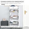 HOMCOM - Meuble à chaussures - 3 portes abattantes et tiroir coulissant - dim. 62L x 24l x 135H cm - poignées alu. panneaux particules blanc - vignette