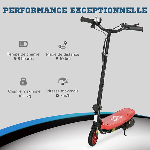 HOMCOM - Trottinette électrique 120 W pliable pour enfant 7-14 ans 12 Km/h max. autonomie 10 Km max. rouge - large