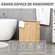 HOMCOM - Panier à linge corbeille à linge bac à linge 100 L 2 compartiments couvercle sac amovible 2 poignées tissu bambou - vignette