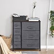 HOMCOM - Meuble de rangement commode design 64L x 30l x 71H cm 7 tiroirs métal MDF non tissé noir - vignette