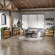 HOMCOM - Chiffonnier design industriel - 2 tiroirs, niche, plateau - châssis acier noir MDF aspect bois avec veinage - vignette