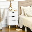 HOMCOM - Meuble de rangement chiffonnier 3 tiroirs design scandinave piètement effilé incliné bois pin panneaux blanc - vignette