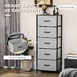 HOMCOM - Chiffonnier meuble de rangement 5 tiroirs - dim. 45L x 30l x 116H cm - structure acier noir tissu pliant gris - vignette