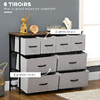HOMCOM - Commode meuble de rangement 8 tiroirs - dim. 100L x 30l x 78H cm - structure acier noir tissu pliant gris - vignette
