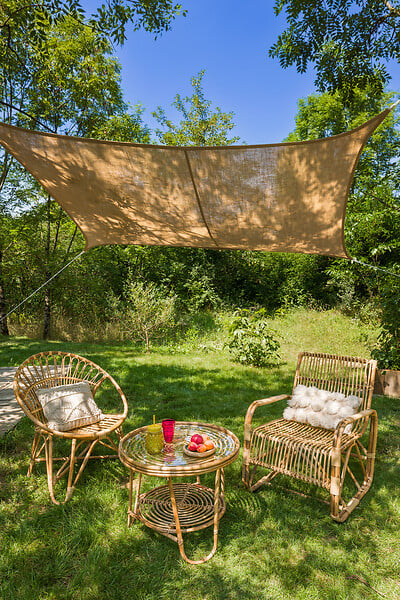 JARDILINE - Voile d'ombrage naturel rectangulaire 4 x 3 m toile de jute - large