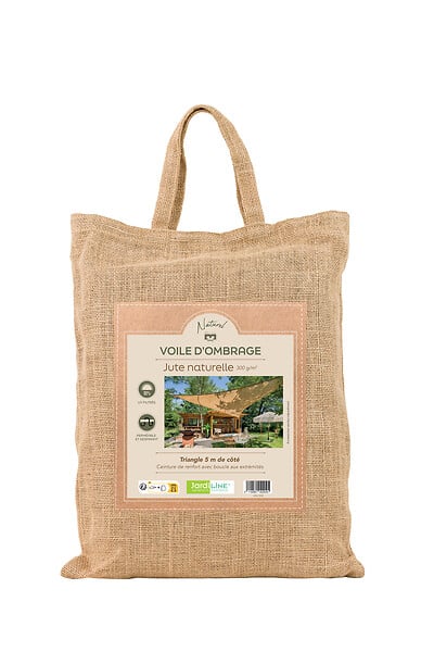 JARDILINE - Voile d'ombrage naturel triangulaire 5 m toile de jute - large