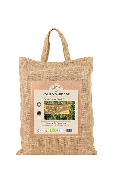 JARDILINE - Voile d'ombrage naturel rectangulaire 3 x 2 m toile de jute - large