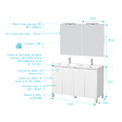 AURLANE - Meuble Salle de Bains 120 cm Laqué Blanc 4 Portes, Vasque, Miroirs 60x80 et Réglettes Led - XENOS - vignette