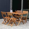OVIALA - Table de terrasse et 4 chaises pliantes en bois - Sete - vignette