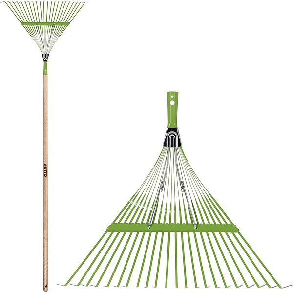 VITO - Balai à gazon 157 cm avec manche en bois 22 dents Feuilles et Jardin VITO - large