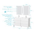 AURLANE - Meuble Salle de Bains 120 cm Laqué Blanc 6 Tiroirs, Vasque, Miroirs 60x80 à Leds intégrées - XENOS - vignette