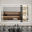 AICA SANITAIRE - Miroir de salle de bain lumineux 80x60cm, Bluetooth + Loupe + Horloge + Anti-buée + Luminosité ajustable Miroir multifonctions - vignette