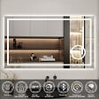 AICA SANITAIRE - Miroir de salle de bain lumineux 140x80cm, Bluetooth + Loupe + Horloge + Anti-buée + Luminosité ajustable Miroir multifonctions - vignette