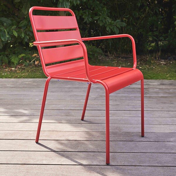 OVIALA - Fauteuil de jardin en métal rouge - Palavas - large