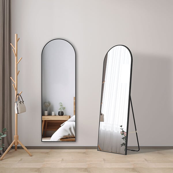 AICA SANITAIRE - AICA Miroir sur pied et Psyché 54 x 163 cm (L x H), miroir complet arqué noir - large