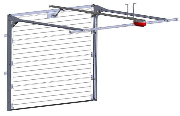 SPADONE - Porte de garage sectionnelle grise motorisée l.240 x H.200 cm x Ep.40 mm Polygrain - large