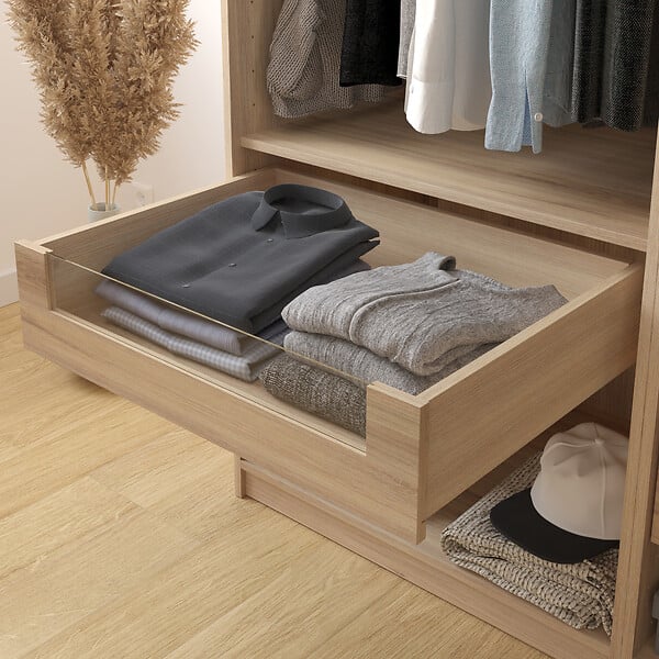 MODE DE VIE - Tiroir Rubyx avec facade semi-vitree - Chêne - 72x16x51cm - large