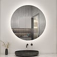 AICA SANITAIRE - AICA 70 cm miroir de salle de bain LED rond avec rétro-éclairage sans cadre, anti-buée + mémoire + dimmable - vignette