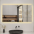 AICA SANITAIRE - AICA 70x50cm LED Miroir de salle de bain rétro-éclairé sans cadre Tricolore + Anti-buée + Mémoire + Dimmable - vignette