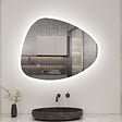 AICA SANITAIRE - AICA Miroir de salle de bain asymétrique 80x65cm led Teardrop Mirror 3 Colours Dimmable + Anti-buée + Mémoire - vignette