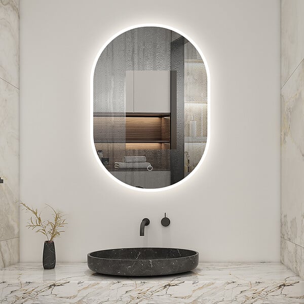 AICA SANITAIRE - AICA LED miroir lumineux 50x80cm tricolore + anti-buée + dimmable + mémoire miroir salle de bain - large