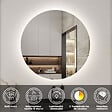 AICA SANITAIRE - AICA Miroir de salle de bain LED rond de 100 cm avec rétro-éclairage sans cadre, tricolore + anti-buée + mémoire + gradation infinie - vignette