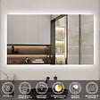 AICA SANITAIRE - AICA 90x70cm LED Miroir de salle de bain rétro-éclairé sans cadre Tricolore + Anti-buée + Mémoire + Dimmable - vignette