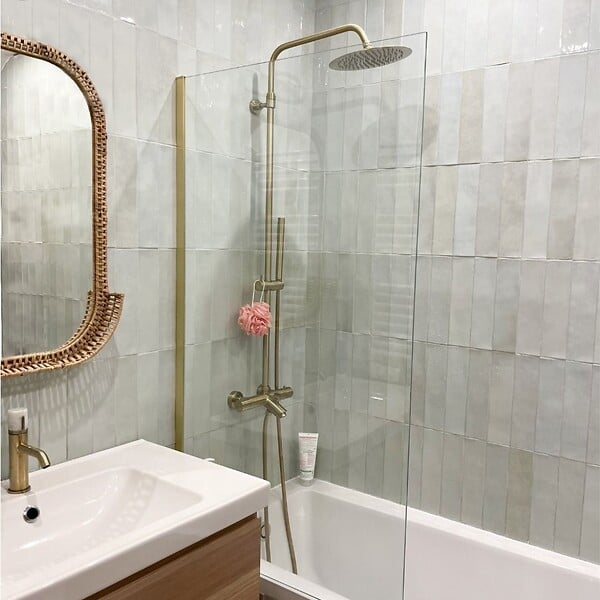 ESSEBAGNO - Luisa II 250 colonne bain-douche thermostatique or brossé - large