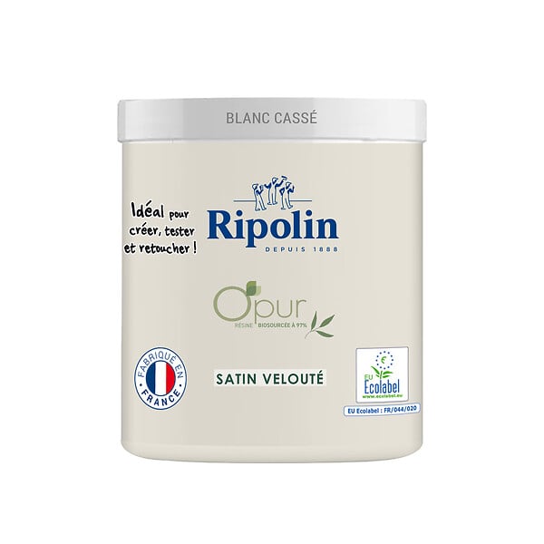 RIPOLIN - Testeur peinture O'pur - Blanc cassé - Satin - 75ml - large