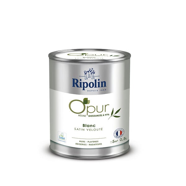 RIPOLIN - Peinture O'pur - Blanc - Satin - 0.5L - large
