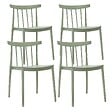 OVIALA - Lot de 4 chaises de terrasse vert sauge en plastique - Lisboa - vignette