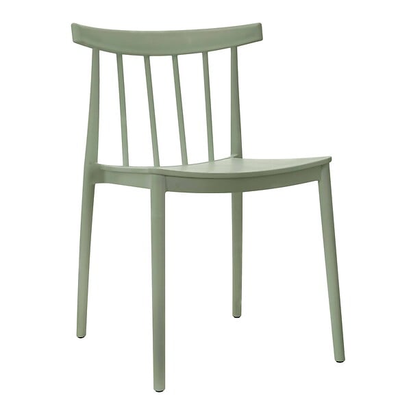 OVIALA - Lot de 4 chaises de terrasse vert sauge en plastique - Lisboa - large