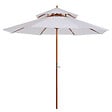 OUTSUNNY - Parasol en bois peuplier droit 2 toits polyester 180 g/m² dia. 2,65 x 2,64H m blanc - vignette