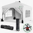 VOUNOT - Tonnelle de Jardin 3x3m POP UP installation facile avec portes et fenetres Blanc - vignette