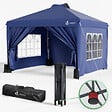 VOUNOT - Tonnelle de Jardin 3x3m POP UP installation facile avec portes et fenetres Bleu - vignette