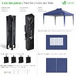 VOUNOT - Tonnelle de Jardin 3x3m POP UP installation facile avec portes et fenetres Bleu - vignette