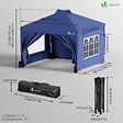 VOUNOT - Tonnelle de Jardin 3x3m POP UP installation facile avec portes et fenetres Bleu - vignette
