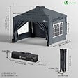 VOUNOT - Tonnelle de Jardin 3x3m POP UP installation facile avec portes et fenetres Gris - vignette