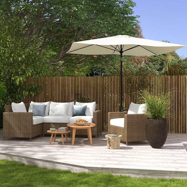OUTSUNNY - Parasol rectangulaire inclinable de jardin avec manivelle métal polyester haute densité anti UV 50+ crème - large