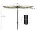 OUTSUNNY - Parasol rectangulaire inclinable de jardin avec manivelle métal polyester haute densité anti UV 50+ crème - vignette