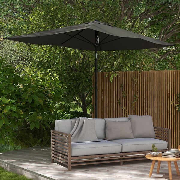 OUTSUNNY - Parasol rectangulaire inclinable de jardin avec manivelle métal polyester haute densité anti UV 50+ gris - large
