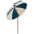 OUTSUNNY - Parasol inclinable de jardin Ø 213 cm style vintage franges bleu beige - vignette