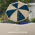 OUTSUNNY - Parasol inclinable de jardin Ø 213 cm style vintage franges bleu beige - vignette