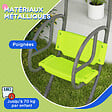 OUTSUNNY - Balançoire agrès face à face enfant 3 à 6 ans - assises, dossiers, repose-pieds - acier gris PE vert - vignette