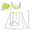 OUTSUNNY - Balançoire 2 agrès portique avec balançoire et face à face dim. 2,55L x 1,6l x 1,8H m métal époxy PE gris vert - vignette