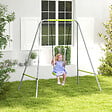 OUTSUNNY - Portique balançoire évolutive - siège haut, accoudoirs, ceinture sécurité 5 points, barre protection - métal époxy gris vert - vignette