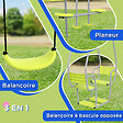 OUTSUNNY - Balançoire 3 agrès portique 2 face à face et balançoire dim. 2,83L x 1,56l x 1,8H m métal époxy PE gris vert - vignette