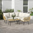 OUTSUNNY - Salon de jardin d'angle 5 places style bohème chic - coussins, table basse inclus - résine tressée aspect rotin - vignette